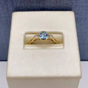 Aquamarine and Diamond Fashion Ring