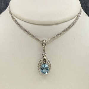 Aquamarine and Diamond Statement Necklace