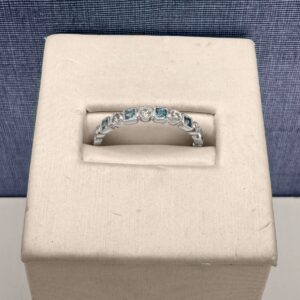 Aquamarine Patterned Stackable Ring