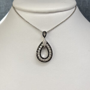 Black and White Diamond Pendant in 18k White Gold