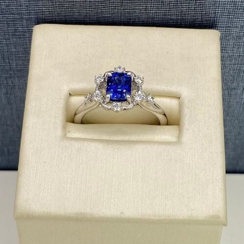 Blue Sapphire and Diamond Fashion Ring