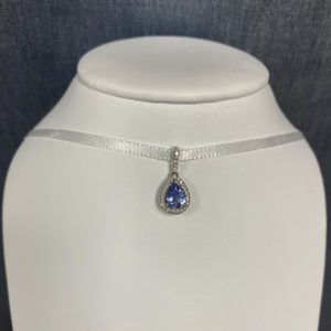 Blue Sapphire and Diamond White Gold Necklace