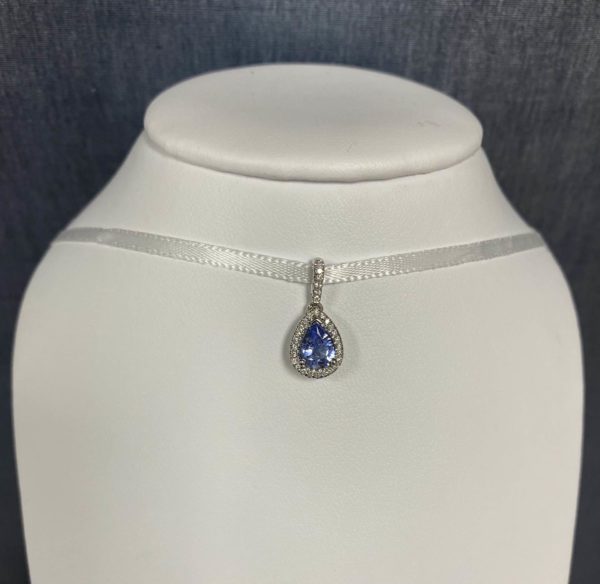 Blue Sapphire and Diamond White Gold Necklace