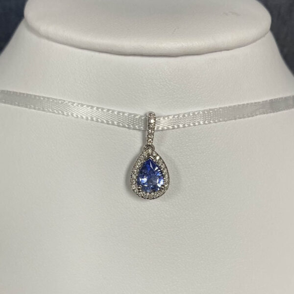 Blue Sapphire and Diamond White Gold Necklace