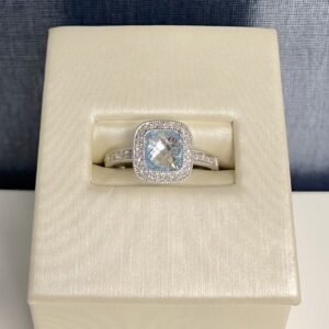 Blue Topaz and Diamond White Gold Ring