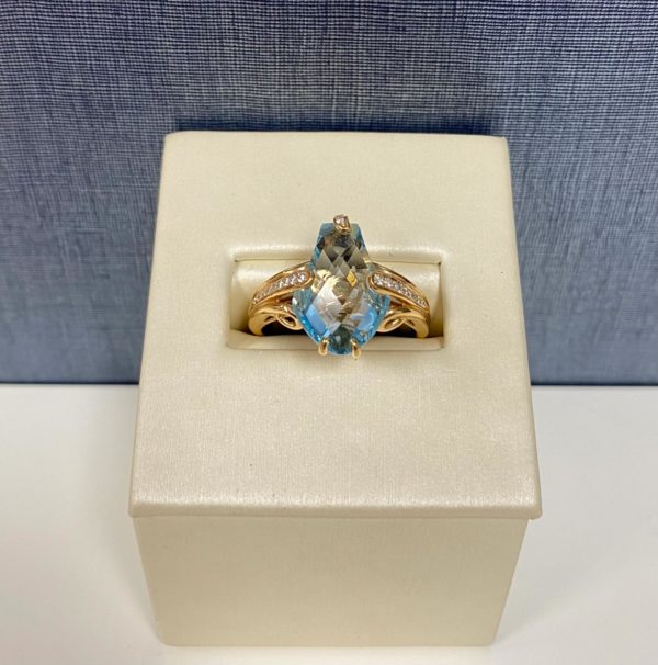 Blue Topaz and Diamond Rose Gold Ring