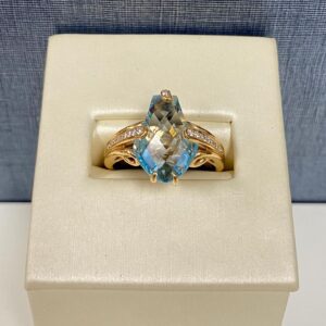 Blue Topaz and Diamond Rose Gold Ring
