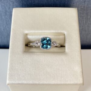 Blue Topaz and Diamond White Gold Ring