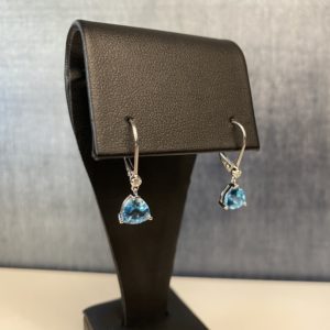 14kw, Blue Topaz Earrings