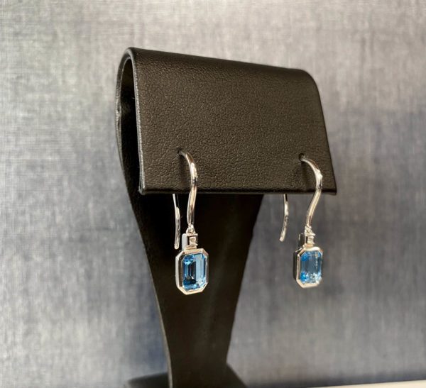 Blue Topaz and Diamond Drop Earrings