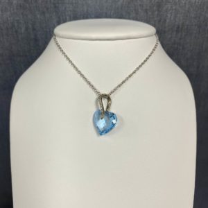 Blue Topaz and Diamond White Gold Necklace