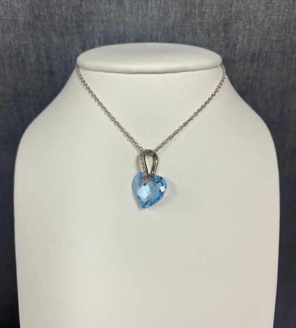Blue Topaz and Diamond White Gold Necklace