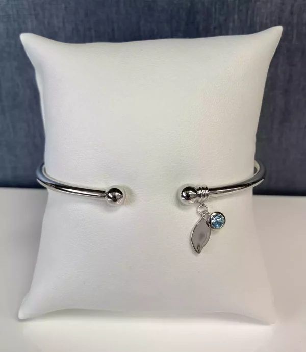Sterling Bangle with Blue Topaz Charm