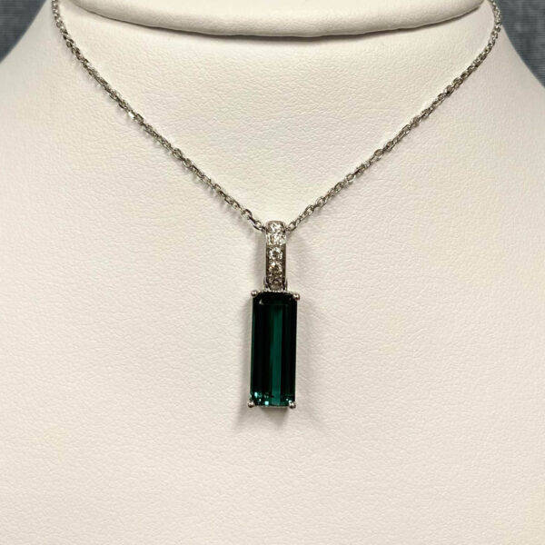 Blue Tourmaline and Diamond White Gold Necklace