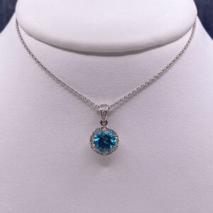 Diamond and Blue Zircon Fashion Pendant