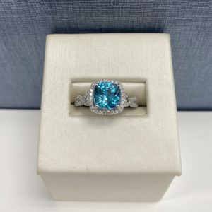 14kw, Blue Zircon and Dia Ring