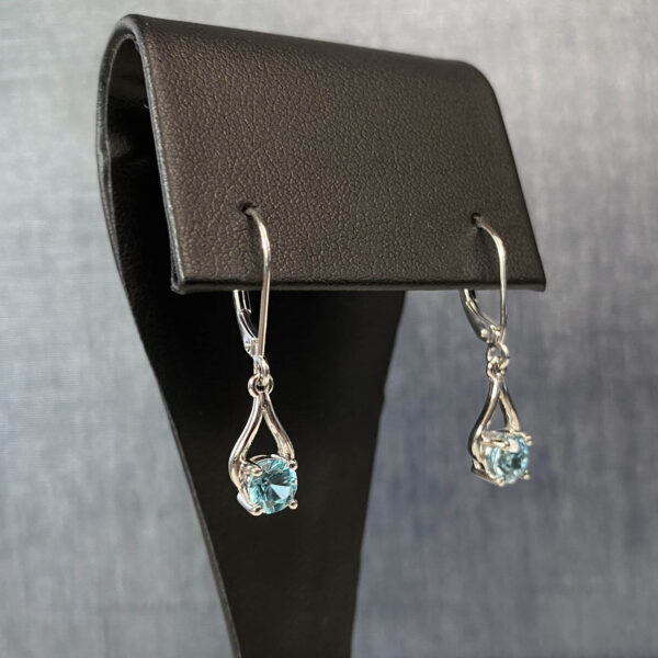 Blue Zircon White Gold Drop Earrings