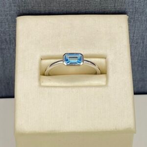 Blue Topaz and White Gold Solitaire Ring