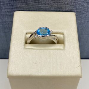 Blue Topaz and Diamond Bypass Ring