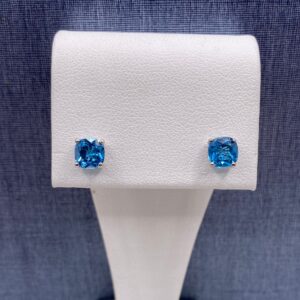 Blue Topaz White Gold Studs