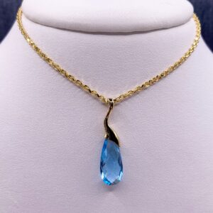 Rose Cut Blue Topaz Statement Pendant