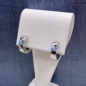 Blue Topaz in Sterling Silver Hoops