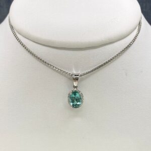 Blue Tourmaline and Diamond Pendant
