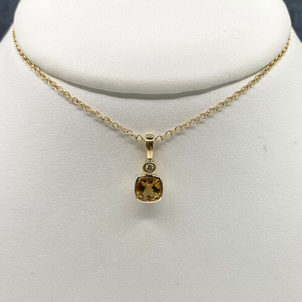 Citrine and Diamond Pendant