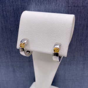 Citrine in Sterling Silver Hoops