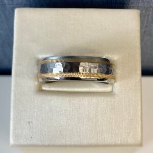 Cobalt and Gold Ring with Hammered Detail