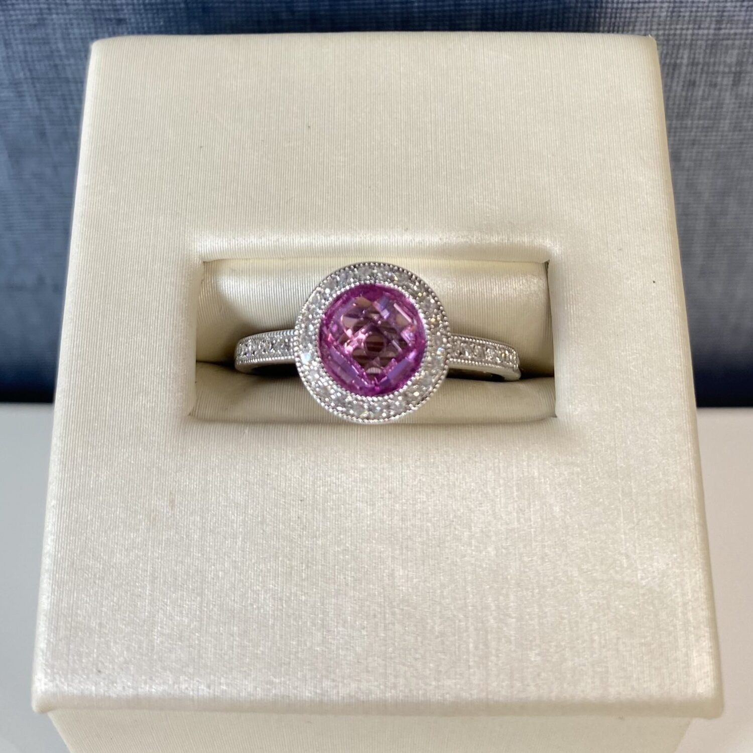 Synthetic Corundum White Gold Ring