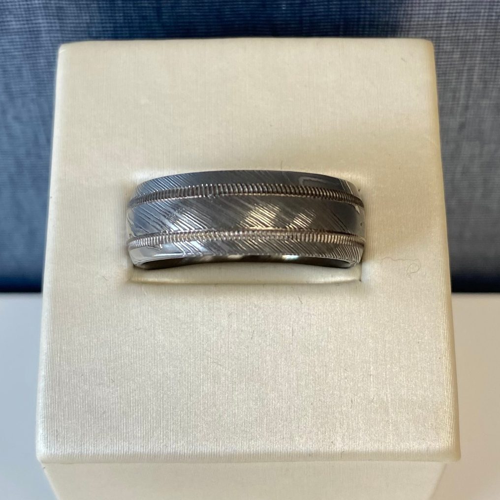 Damascus Ring with Etched Detail
