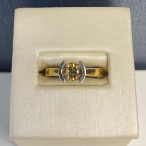 Two Tone Diamond Engagement Ring with Hidden Diamonds