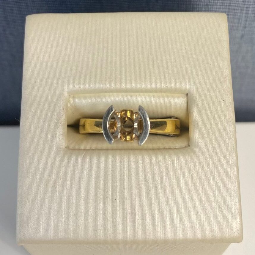 Two Tone Diamond Engagement Ring with Hidden Diamonds
