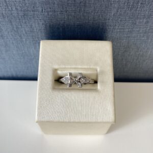 White Gold and Platinum Diamond Engagement Ring with Four Prong Princess Head