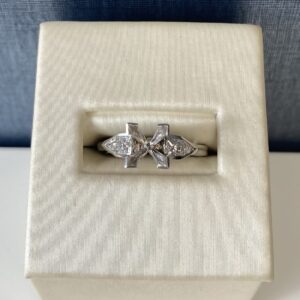 White Gold and Platinum Diamond Engagement Ring with Four Prong Princess Head