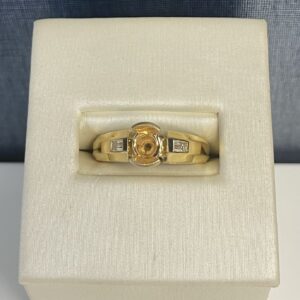 Yellow Gold Engagement Ring with Side Diamonds