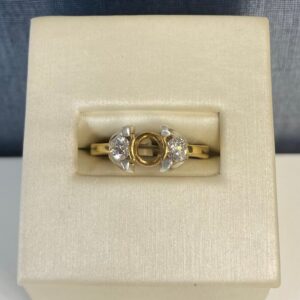 Two Tone Three Stone Engagement Ring