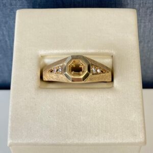 Yellow Gold Engagement Ring with Side Diamonds