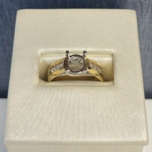 Two Tone Engagement Ring With Four Side Diamonds