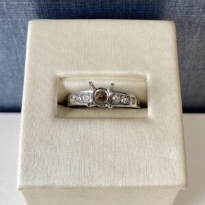 Tripple Side Diamonds Engagement Ring in White Gold