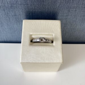 Matte White Gold and Diamond Engagement Ring