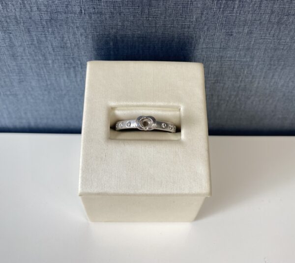 Matte White Gold and Diamond Engagement Ring