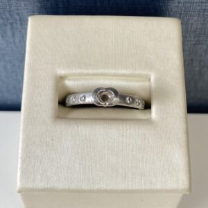 Matte White Gold and Diamond Engagement Ring