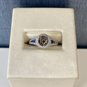 White Gold Diamond and Sapphire Engagement Ring