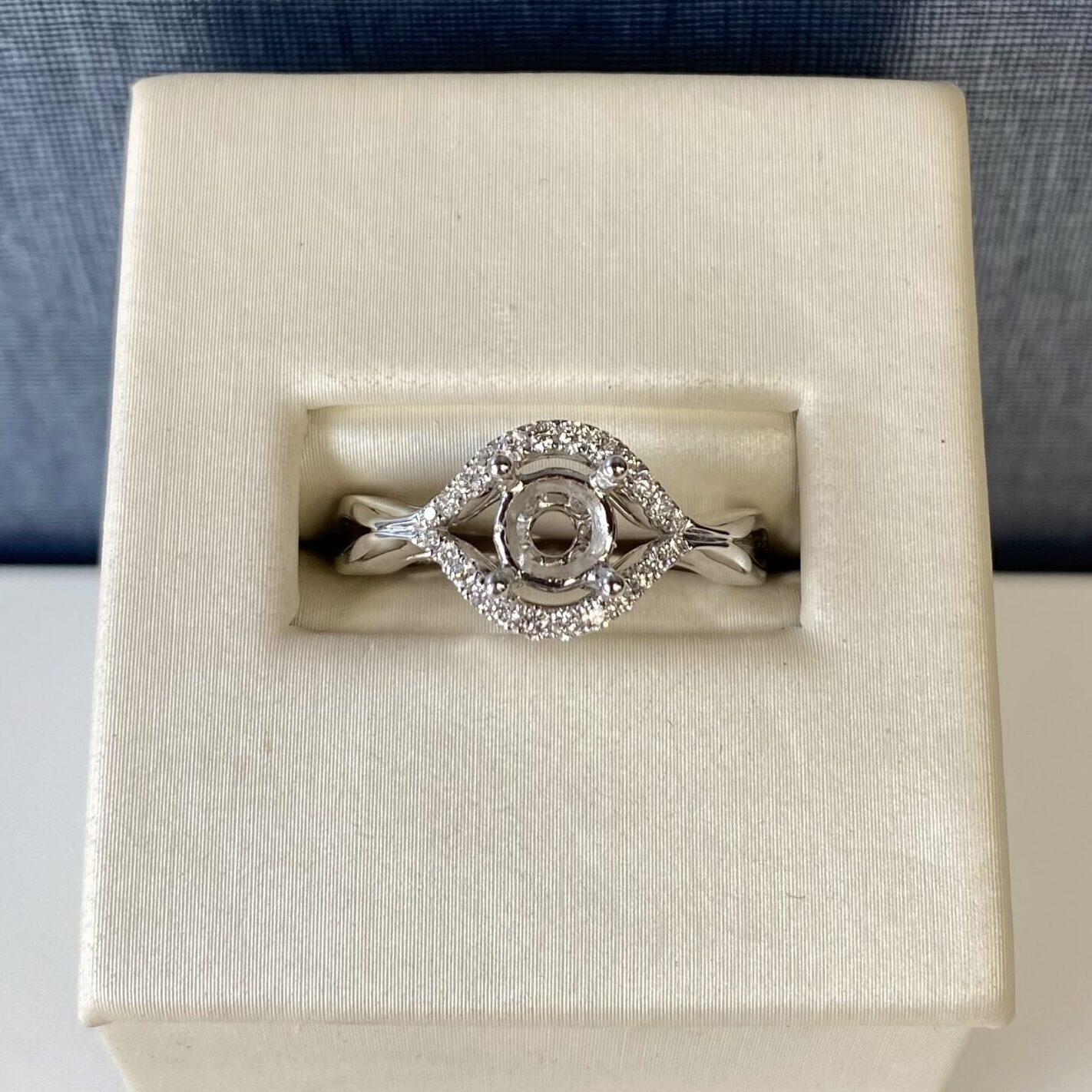 Diamond and White Gold Wave Engagement Ring