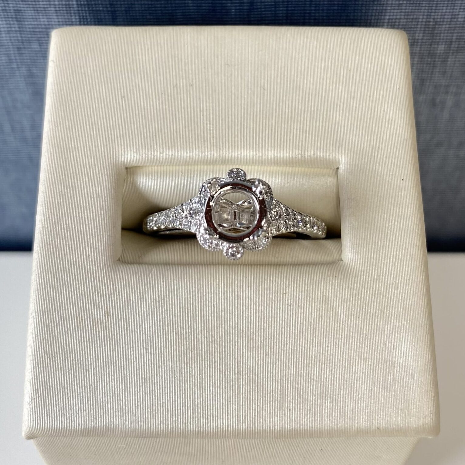 Floral White Gold and Diamond Engagement Ring