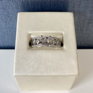 White Gold Diamond Engagement Ring with Princess Statement Stones
