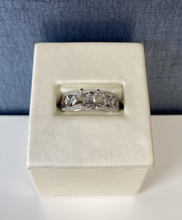 White Gold Diamond Engagement Ring with Princess Statement Stones