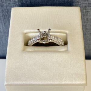 White Gold Engagement Ring with Hidden Diamonds